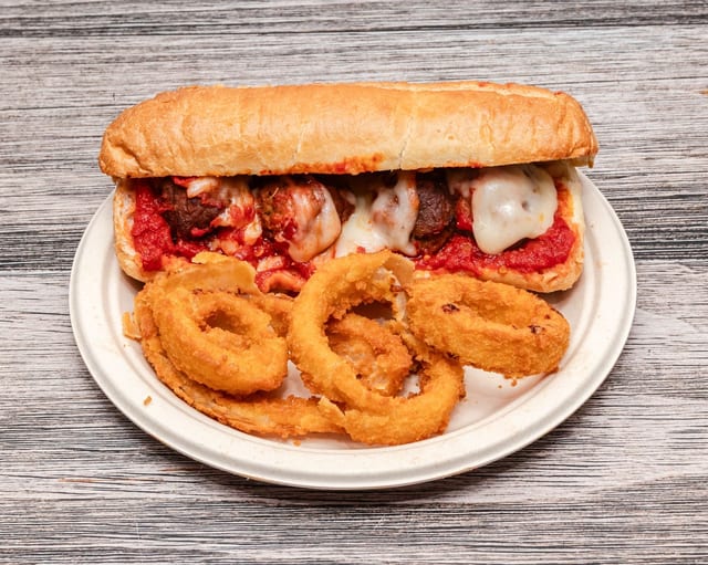8" Meatball Parmesan Sub.